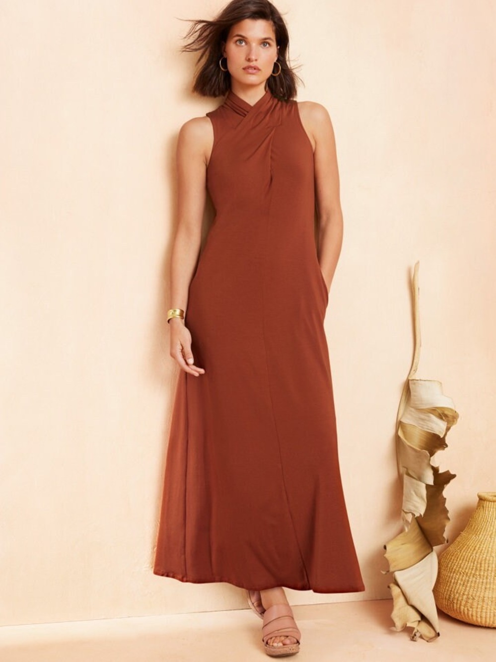 Garnet Hill Mock-Neck Knit Maxi Dress